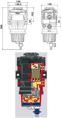 Топливный фильтр-водоотделитель Separ EVO-10 (ЭВО -10)