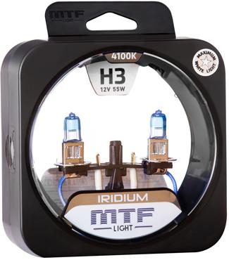 Лампы галогенные MTF H3 Iridium  HRD1203 12V, 55W (2шт)