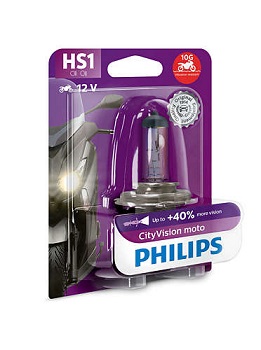 Лампа для мотоцикла Philips 12636CTVBW HS1 12V-35/35W (PX43T) ( +40% света; белый яркий свет) CityVision Moto